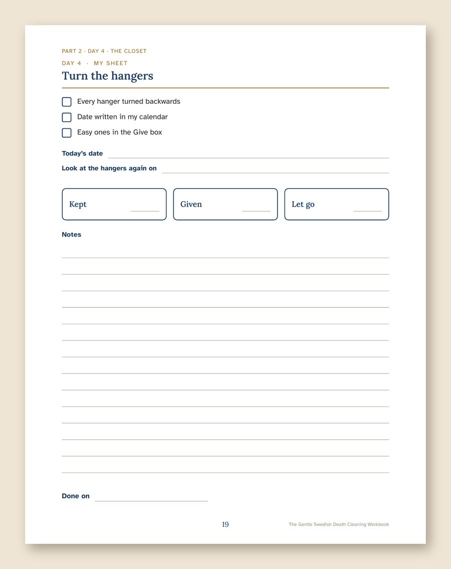 Page 19: the sheet to fill in for Day 4